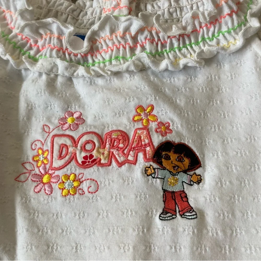 Vintage Dora The Explorer Ruffle Sundress Girls Size 6 Y2K Nick Jr. - Picture 2 of 9